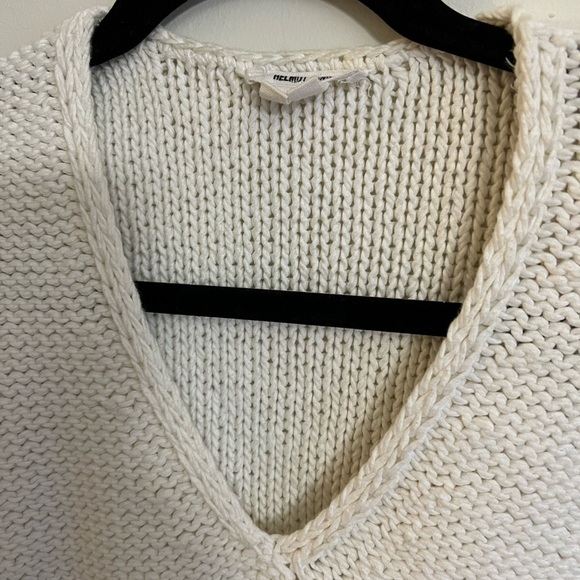 Helmut Lang Deep V Fisherman Knit Dropped Shoulder Cotton Blend Sweater Small - Picture 9 of 11
